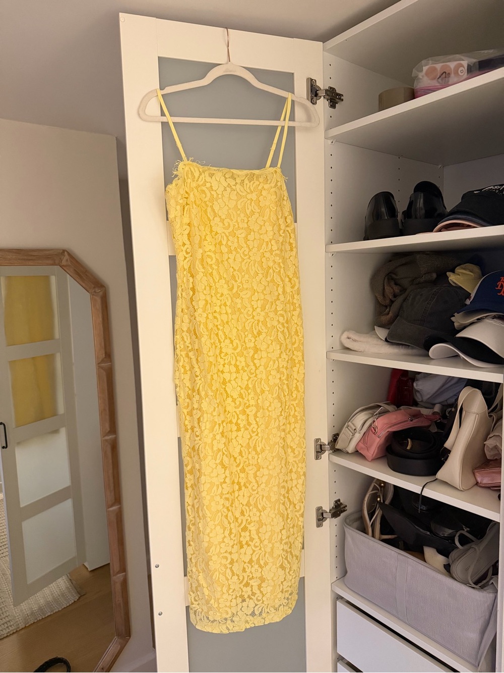 Endless Rose Yellow Lace Spaghetti-Strap Midi Dress